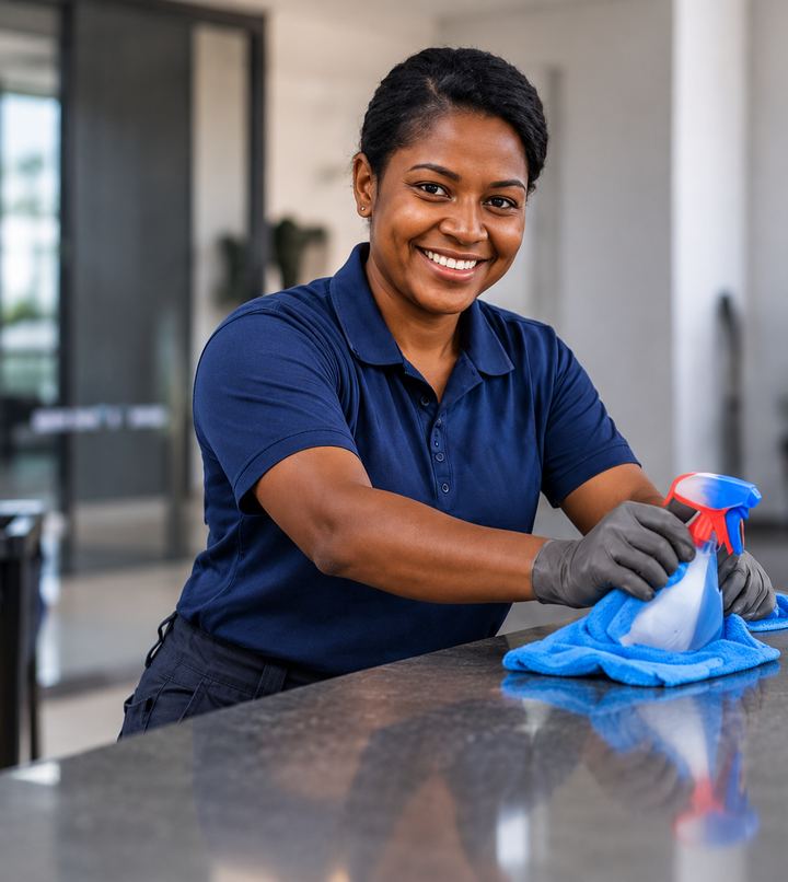Cleaner at work in Papua New Guinea