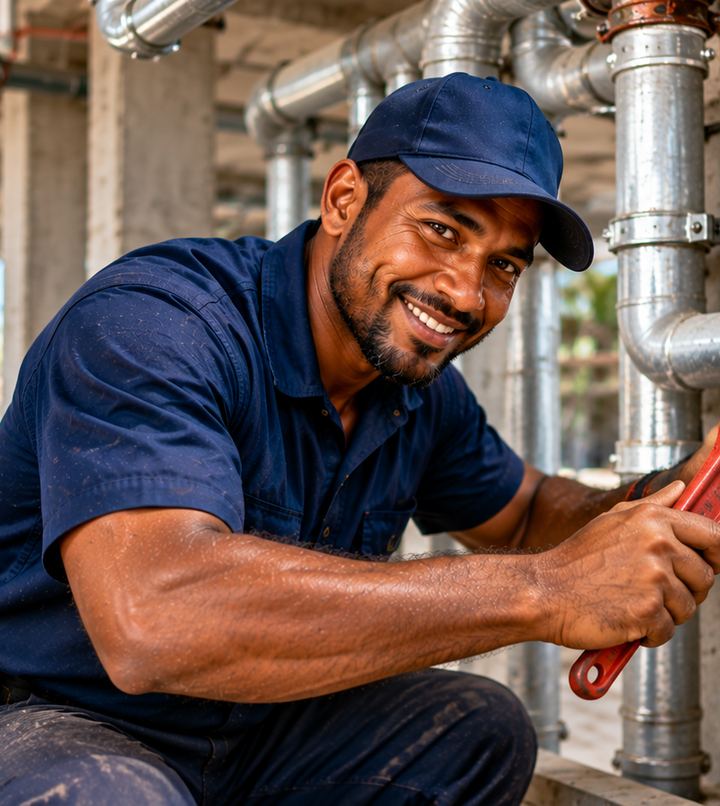 Plumber at work in Papua New Guinea